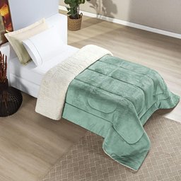 Coberdrom Casa Scarpa Apollo Solteiro Sherpa Manta Flannel Toque Lã de Carneiro - Verde Alecrim - 2