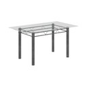 Ver imagem 6 de Conjunto de Mesa Tubular 140cm x 75cm Tampo em Vidro Incolor com 6 Cadeiras Iris B Prata/Arabesco