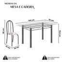 Ver imagem 3 de Conjunto de Mesa Tubular 140cm x 75cm Tampo em Vidro Incolor com 6 Cadeiras Iris B Prata/Arabesco
