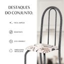 Ver imagem 4 de Conjunto de Mesa Tubular 140cm x 75cm Tampo em Vidro Incolor com 6 Cadeiras Iris B Prata/Arabesco