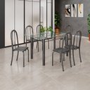 Ver imagem 1 de Conjunto de Mesa Tubular 140cm x 75cm Tampo em Vidro Incolor com 6 Cadeiras Iris B Prata/Preto