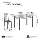 Ver imagem 3 de Conjunto de Mesa Tubular 140cm x 75cm Tampo em Vidro Incolor com 6 Cadeiras Iris B Prata/Preto