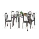 Ver imagem 2 de Conjunto de Mesa Tubular 140cm x 75cm Tampo em Vidro Incolor com 6 Cadeiras Iris B Prata/Preto
