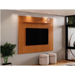 Rack Bancada Aruba com Painel Avant 55 Polegadas – Off White / Cedro - 3