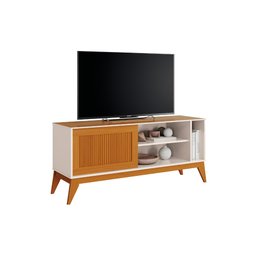 Rack Bancada Aruba com Painel Avant 55 Polegadas – Off White / Cedro - 5
