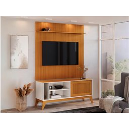 Rack Bancada Aruba com Painel Avant 55 Polegadas – Off White / Cedro - 1
