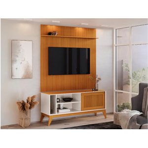 Rack Bancada Aruba com Painel Avant 55 Polegadas – Off White / Cedro