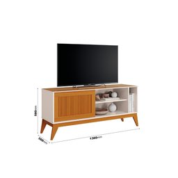 Rack Bancada Aruba com Painel Avant 55 Polegadas – Off White / Cedro - 4