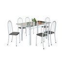 Ver imagem 2 de Conjunto de Mesa Tubular 140cm x 75cm Tampo em Vidro Incolor com 6 Cadeiras Iris B Branco/Preto