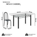 Ver imagem 3 de Conjunto de Mesa Tubular 140cm x 75cm Tampo em Vidro Incolor com 6 Cadeiras Iris B Preto