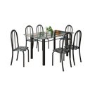 Ver imagem 2 de Conjunto de Mesa Tubular 140cm x 75cm Tampo em Vidro Incolor com 6 Cadeiras Iris B Preto
