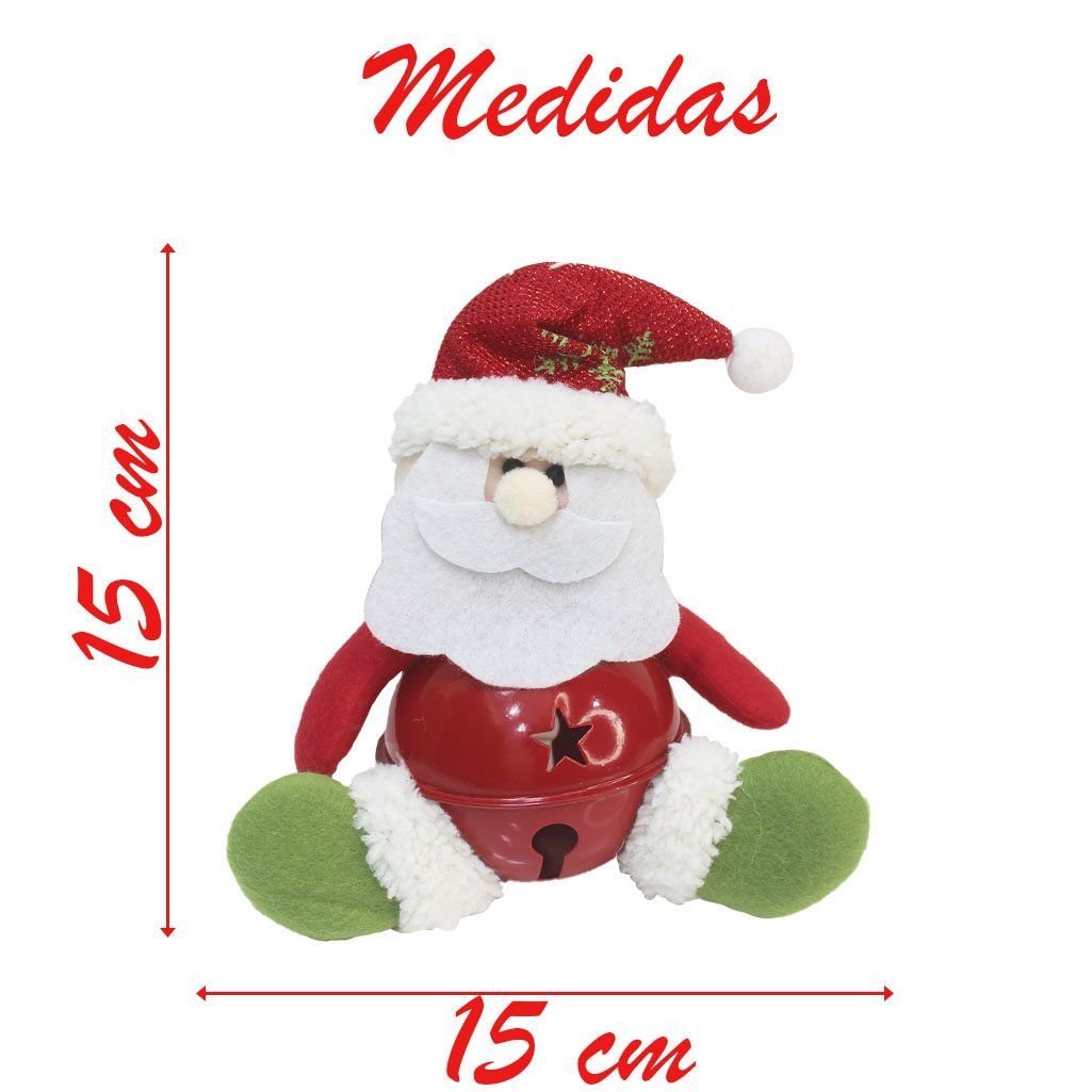 Kit 8 Enfeite Pendente para Árvore de Natal Papai Noel com Guizo 15cm - 2