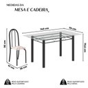 Ver imagem 3 de Conjunto de Mesa Tubular 140cm x 75cm Tampo em Vidro Incolor com 6 Cadeiras Iris B Preto/Bege