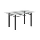 Ver imagem 4 de Conjunto de Mesa Tubular 140cm x 75cm Tampo em Vidro Incolor com 6 Cadeiras Iris B Preto/Arabesco