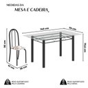 Ver imagem 3 de Conjunto de Mesa Tubular 140cm x 75cm Tampo em Vidro Incolor com 6 Cadeiras Iris B Preto/Arabesco