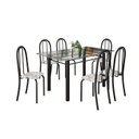 Ver imagem 2 de Conjunto de Mesa Tubular 140cm x 75cm Tampo em Vidro Incolor com 6 Cadeiras Iris B Preto/Arabesco