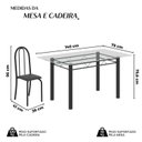 Ver imagem 3 de Conjunto de Mesa Tubular 140cm x 75cm Tampo em Vidro Incolor com 6 Cadeiras Iris B Preto