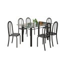 Ver imagem 2 de Conjunto de Mesa Tubular 140cm x 75cm Tampo em Vidro Incolor com 6 Cadeiras Iris B Preto