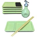 Ver imagem 1 de Kit para 4 Pessoas Sushi com Divisória Shoyu Porcelana Verde Mesclado Servir Oriental