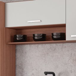Kit Cozinha Compacta Com Balcão E Pia Inox Esmeralda Capuccino/Off White - Poquema - 4 Kit Cozinha Compacta Com Balcão E Pia Inox Esmeralda Capuccino/Off White - Poquema - 4