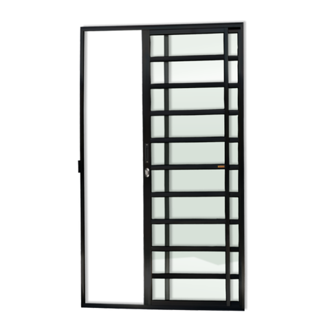 Porta de Correr Alumínio c/Traves.2F.210 x 120 V.Liso Preto Brimak