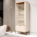 Ver imagem 2 de Cristaleira Curva 3 Prateleiras e Portas em Vidro Puxador e Pés em Metal Tucupi