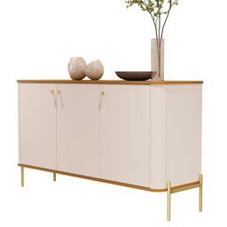 Buffet Aparador Curvo 3 Portas Pés e Puxadores em Metal 131cm Tucupí - 3
