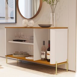 Buffet Aparador Curvo 3 Portas Pés e Puxadores em Metal 131cm Tucupí - 5