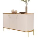 Ver imagem 3 de Buffet Aparador Curvo 3 Portas Pés e Puxadores em Metal 131cm Tucupí Off White/Nature/Dourado