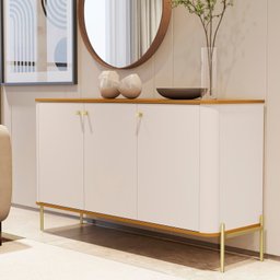 Buffet Aparador Curvo 3 Portas Pés e Puxadores em Metal 131cm Tucupí - 2