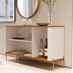 Buffet Aparador Curvo 3 Portas Pés e Puxadores em Metal 131cm Tucupí - 4