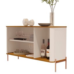 Buffet Aparador Curvo 3 Portas Pés e Puxadores em Metal 131cm Tucupí - 5