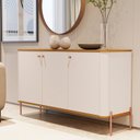 Ver imagem 1 de Buffet Aparador Curvo 3 Portas Pés e Puxadores em Metal 100% MDF 131cm Tucupí Off White