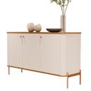 Ver imagem 3 de Buffet Aparador Curvo 3 Portas Pés e Puxadores em Metal 100% MDF 131cm Tucupí Off White