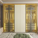 Ver imagem 5 de Guarda Roupa Reflecta Lumina 6 Portas LED 100% MDF Naturale Off White Bronze - Gelius