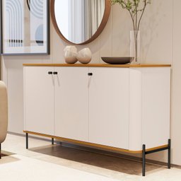 Buffet Aparador Curvo 3 Portas Pés e Puxadores em Metal 131cm Tucupí - 2