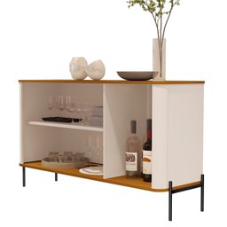 Buffet Aparador Curvo 3 Portas Pés e Puxadores em Metal 131cm Tucupí - 5