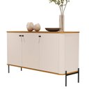 Ver imagem 3 de Buffet Aparador Curvo 3 Portas Pés e Puxadores em Metal 131cm Tucupí Off White/Nature/Preto