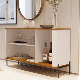 Buffet Aparador Curvo 3 Portas Pés e Puxadores em Metal 131cm Tucupí - 4