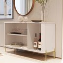 Ver imagem 4 de Buffet Aparador Curvo 3 Portas Pés e Puxadores em Metal 131cm Tucupí