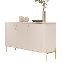 Buffet Aparador Curvo 3 Portas Pés e Puxadores em Metal 131cm Tucupí - 3