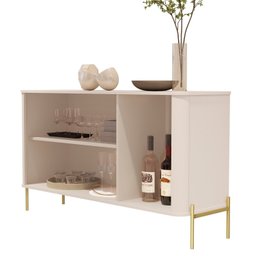 Buffet Aparador Curvo 3 Portas Pés e Puxadores em Metal 131cm Tucupí - 5