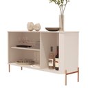 Ver imagem 5 de Buffet Aparador Curvo 3 Portas Pés e Puxadores em Metal 131cm Tucupí Off White/Bronze