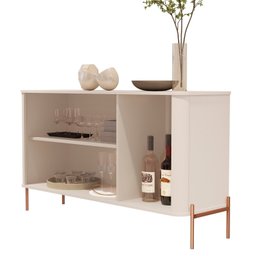 Buffet Aparador Curvo 3 Portas Pés e Puxadores em Metal 131cm Tucupí - 5