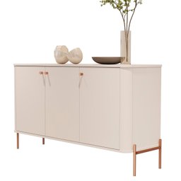 Buffet Aparador Curvo 3 Portas Pés e Puxadores em Metal 131cm Tucupí - 3