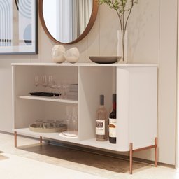 Buffet Aparador Curvo 3 Portas Pés e Puxadores em Metal 131cm Tucupí - 4