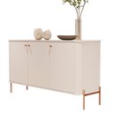 Ver imagem 3 de Buffet Aparador Curvo 3 Portas Pés e Puxadores em Metal 131cm Tucupí Off White/Bronze