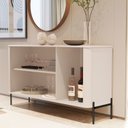 Ver imagem 4 de Buffet Aparador Curvo 3 Portas Pés e Puxadores em Metal 131cm Tucupí Off White/Preto