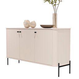 Buffet Aparador Curvo 3 Portas Pés e Puxadores em Metal 131cm Tucupí - 3