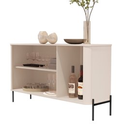 Buffet Aparador Curvo 3 Portas Pés e Puxadores em Metal 131cm Tucupí - 5